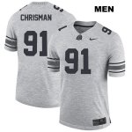 Men's NCAA Ohio State Buckeyes Drue Chrisman #91 College Stitched Authentic Nike Gray Football Jersey QV20A27TG